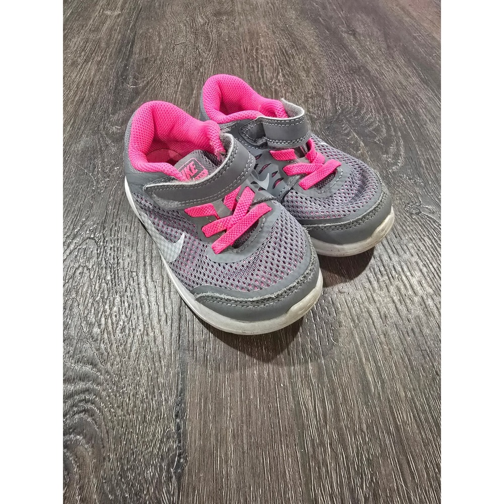 Nike Flex 2016 Run Toddler Girls Shoes Grey Pink 834285-006 Size 7C